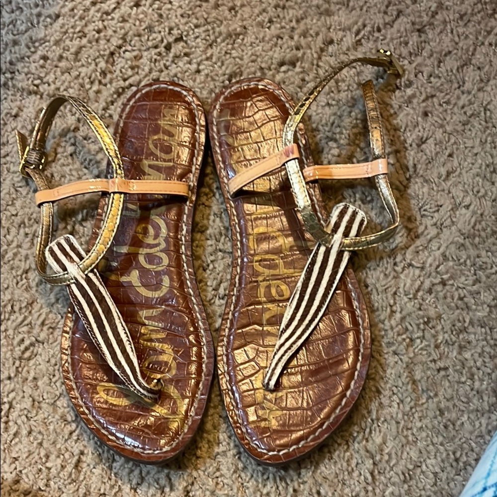 Sam Edelman Brown and Gold Women's Sandals